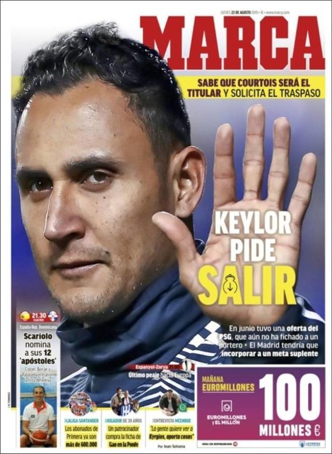 Portada del MARCA del 22 de agosto de 2019