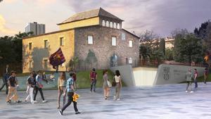 Recreación virtual de la fachada de La Masia tras su futura remodelación como sede social del Barça.