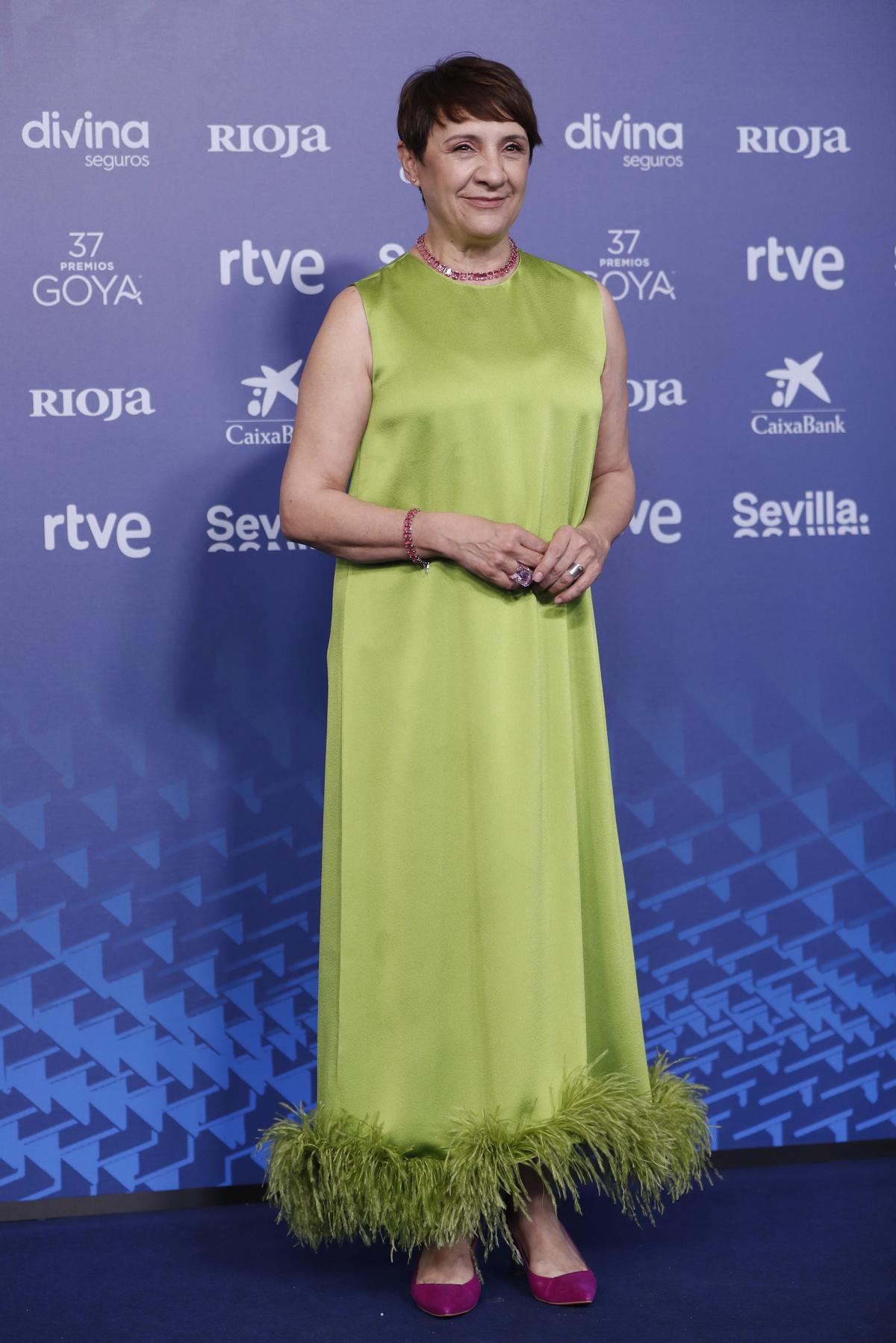 SEVILLA 11/02/2023.- La actriz Blanca Portillo a su llegada a la XXXVII edición de los Premios Goya, que se celebra este sábado en el Palacio de Congresos y Exposiciones FIBES de Sevilla. EFE/Jorge Zapata