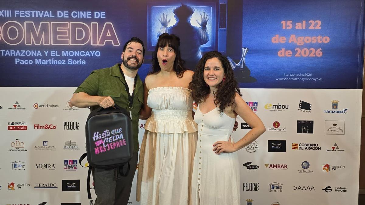 El equipo de la película de Puerto Rico 'Hasta que la celda nos separe' en Tarazona.