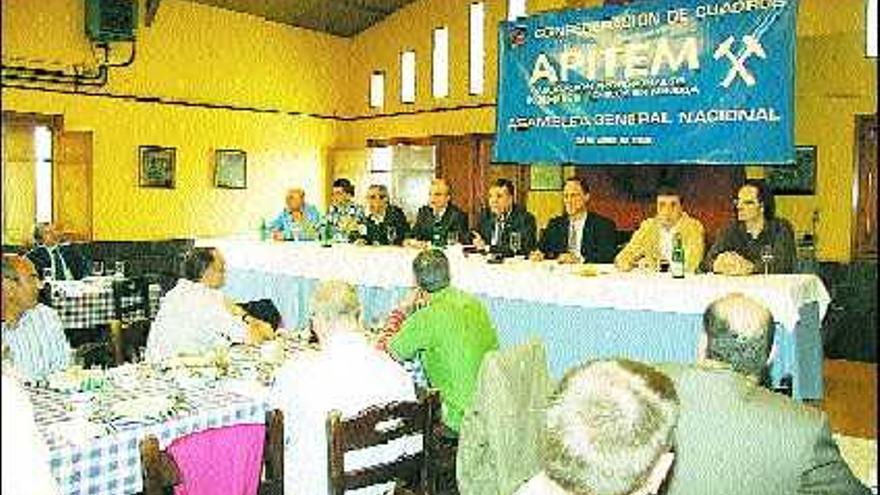La asamblea de los ingenieros técnicos de minas, que se celebró ayer en Tiñana.