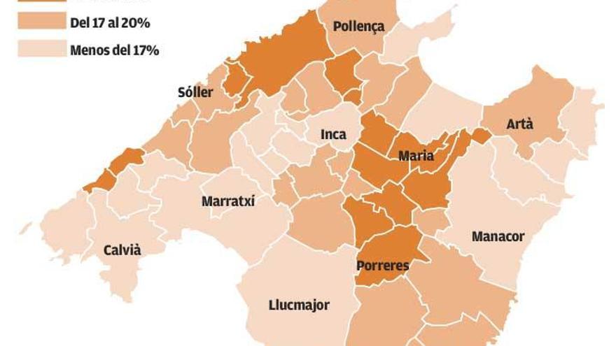 Porcentaje de población de más de 65 años