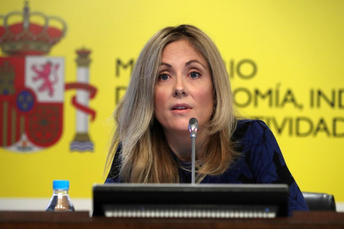 GRAF407. MADRID, 08/01/2018.- La secretaria general del Tesoro y Política Financiera, Emma Navarro, durante la rueda de prensa que ha ofrecido esta mañana para hacer un balance de la financiación del Estado durante 2017, donde ha explicado que el Tesoro español tiene previsto emitir este año un total de 220.00 millones de euros en deuda en términos brutos, en torno al 6 % menos que el año anterior, a lo que ha añadido que las emisiones netas del organismo se situarán en 40.000 millones de euros, un 11,2 % menos que en 2017. EFE/ J.J. Guillen