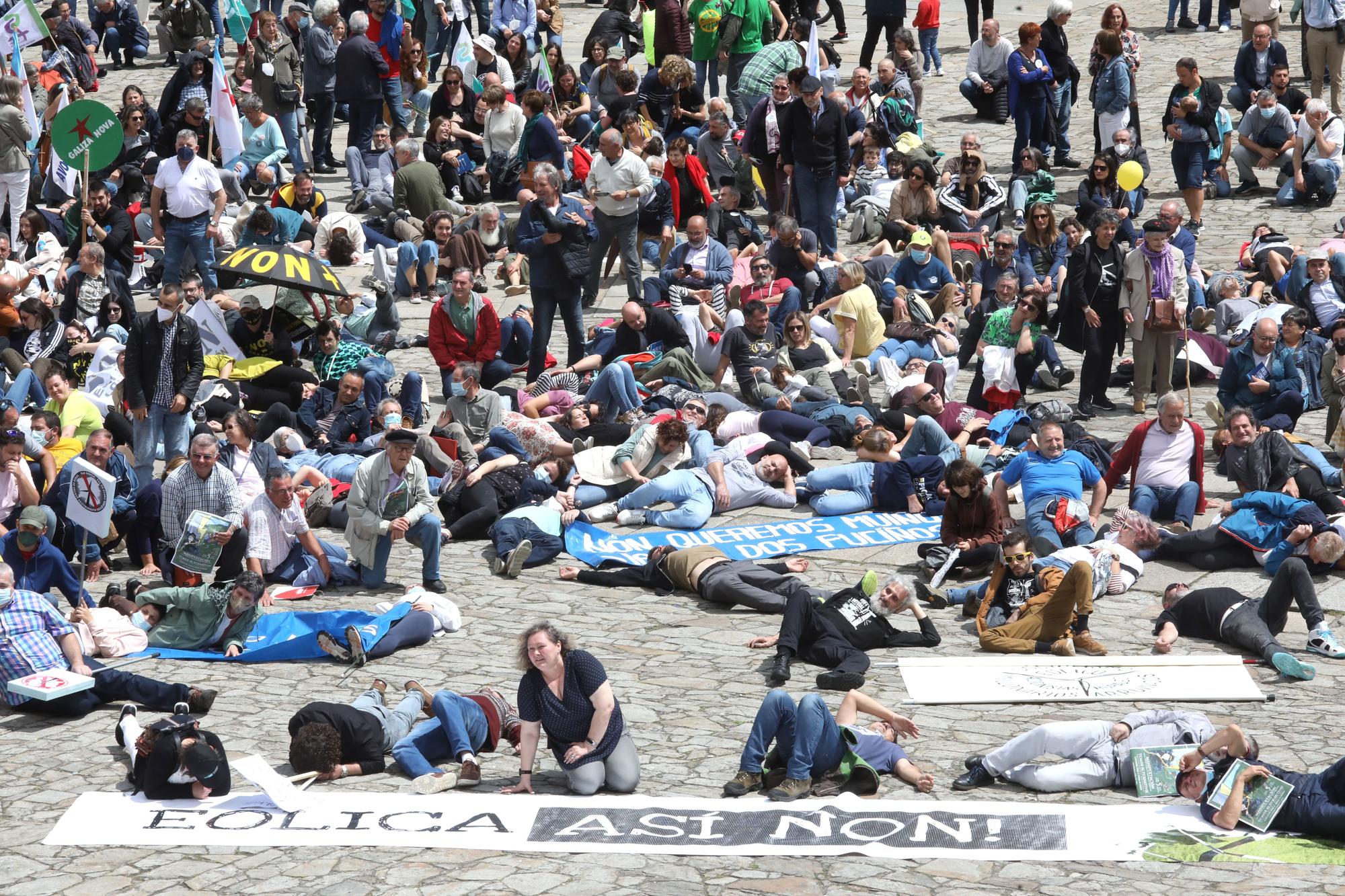 Multitudinaria manifestación en Santiago por un modelo alternativo a los eólicos