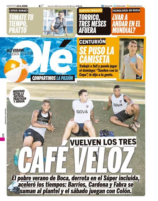 Portadas deportivas del martes 23 de enero