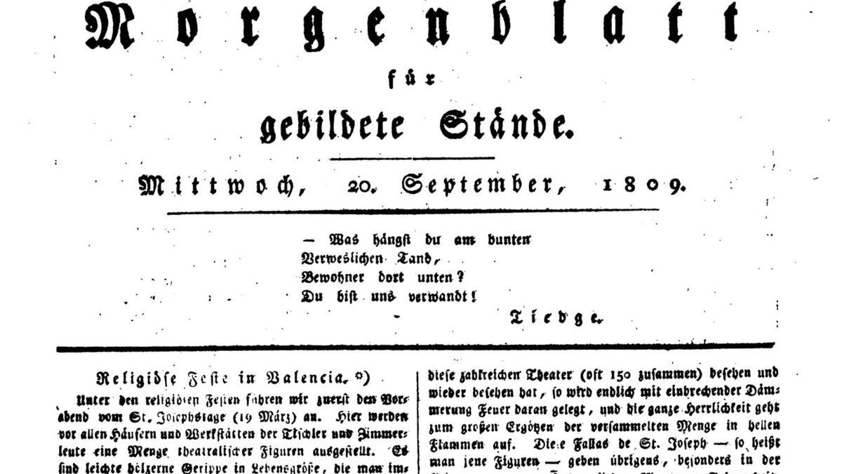 Morgenblatt de 1809 dedicat a València