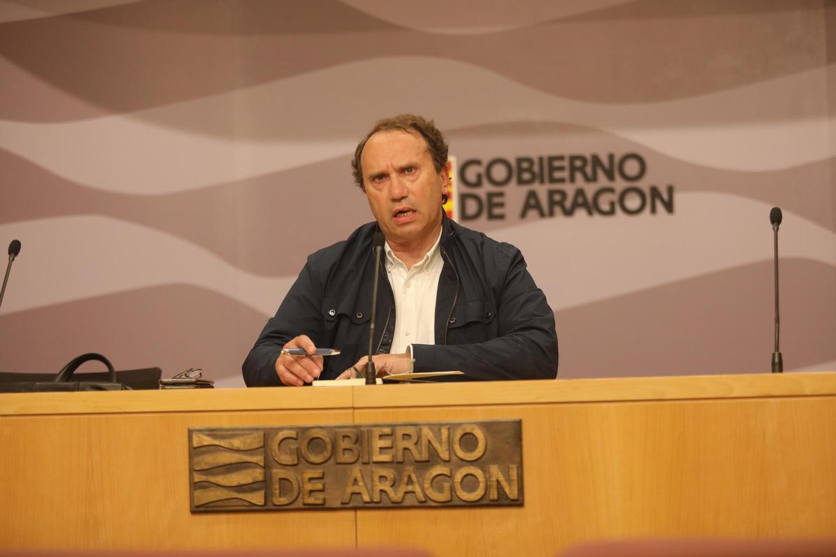 El exdirector del Inaga, Jesús Lobera, en la rueda de prensa de mayo de 2023.