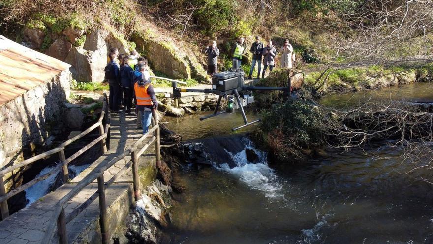 Probas feitas con drons en febreiro no río Anllóns para recompilar datos sobre o cauce fluvial