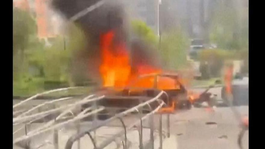 El momento en el que explota un coche bomba y muere un alto mando del Estado Mayor ruso