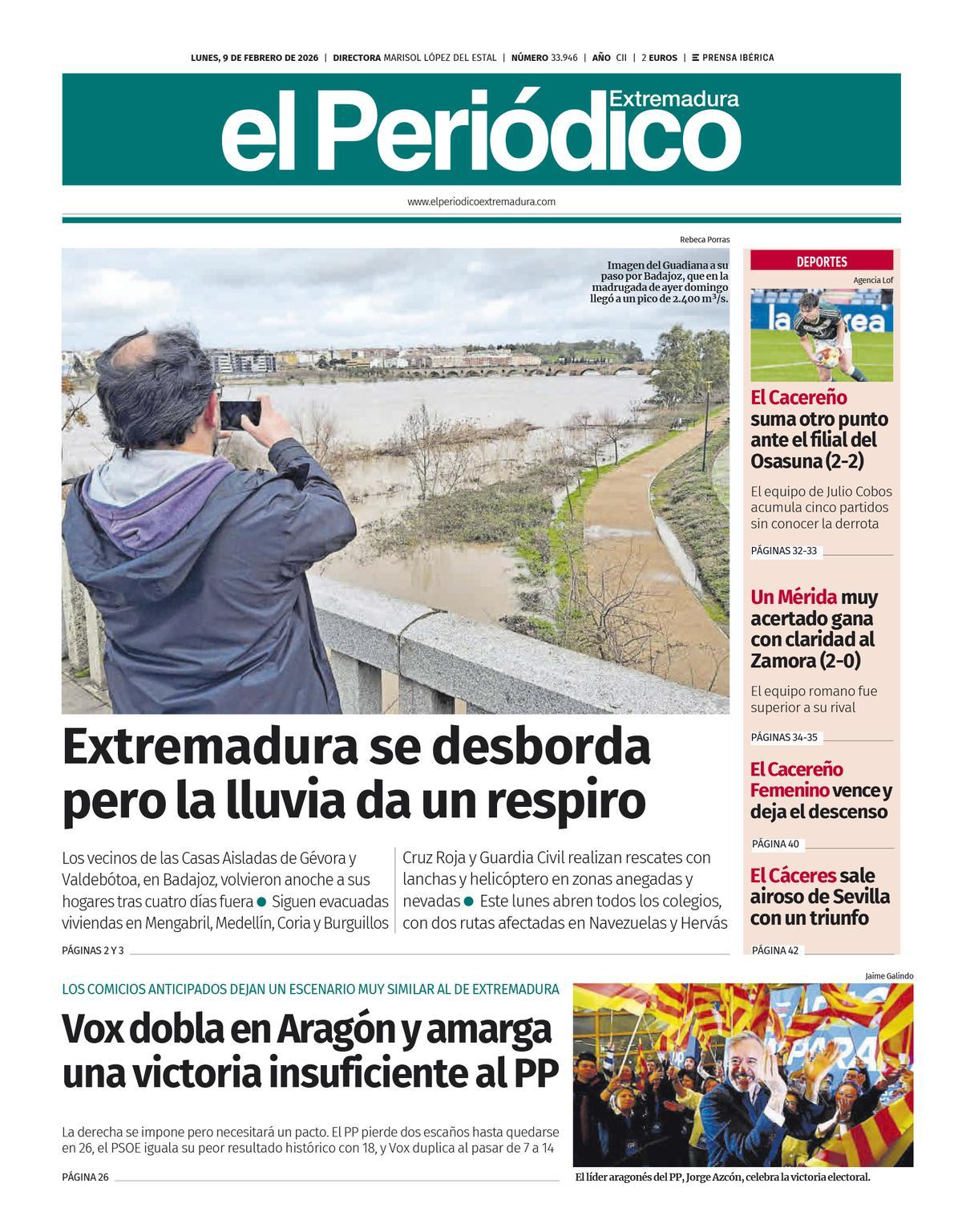 Consulta la portada correspondiente al día 9 de febrero de 2026