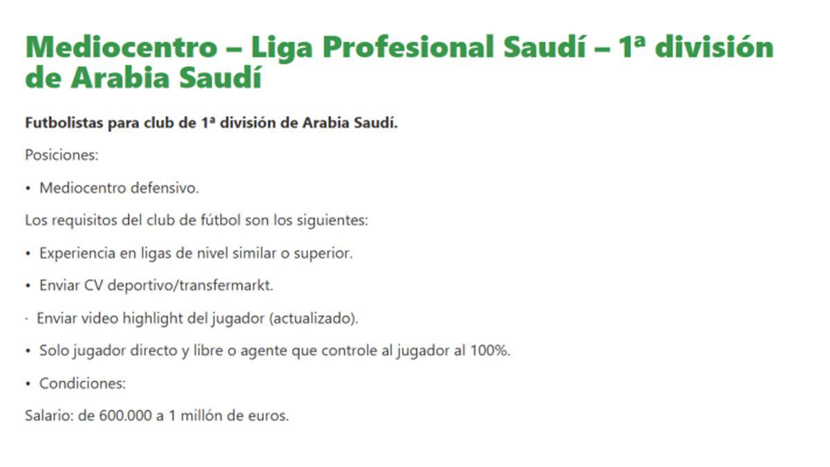 Oferta trabajo arabia saudi