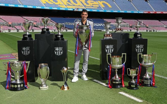 Acto de despedida de Luís Suárez del FC Barcelona.