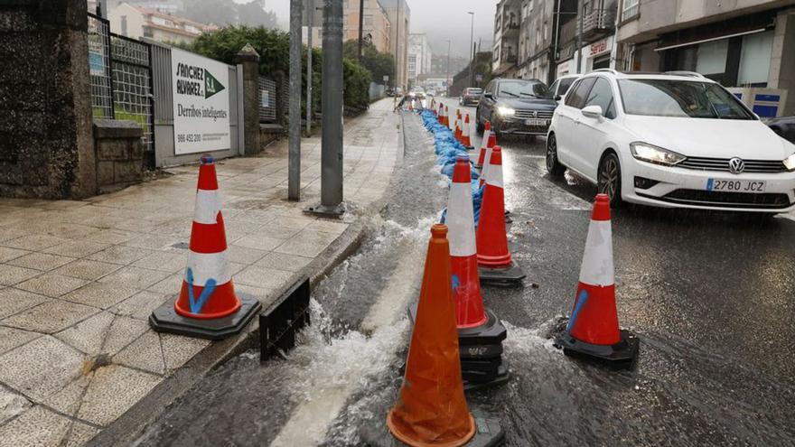 Una avería de agua en Poio.