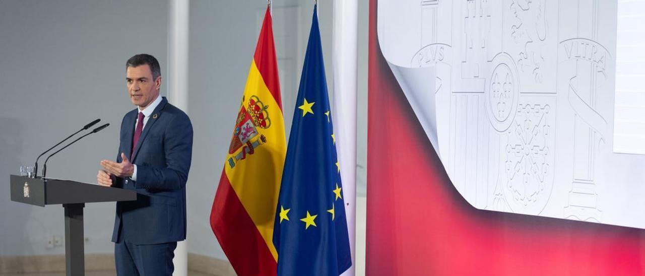 El presidente del Gobierno, Pedro Sánxchez, cuando anunció el decreto de medidas de diciembre.