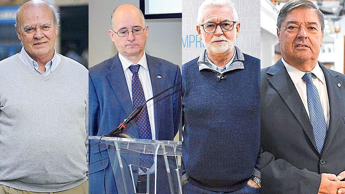 Los exrectores de la UDC Portero Molina, José María Barja, Xosé Luís Armesto y Julio Abalde