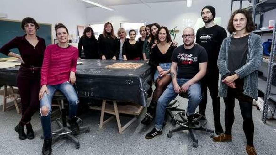 Los artistas, ayer, en la Factoría Cultural.