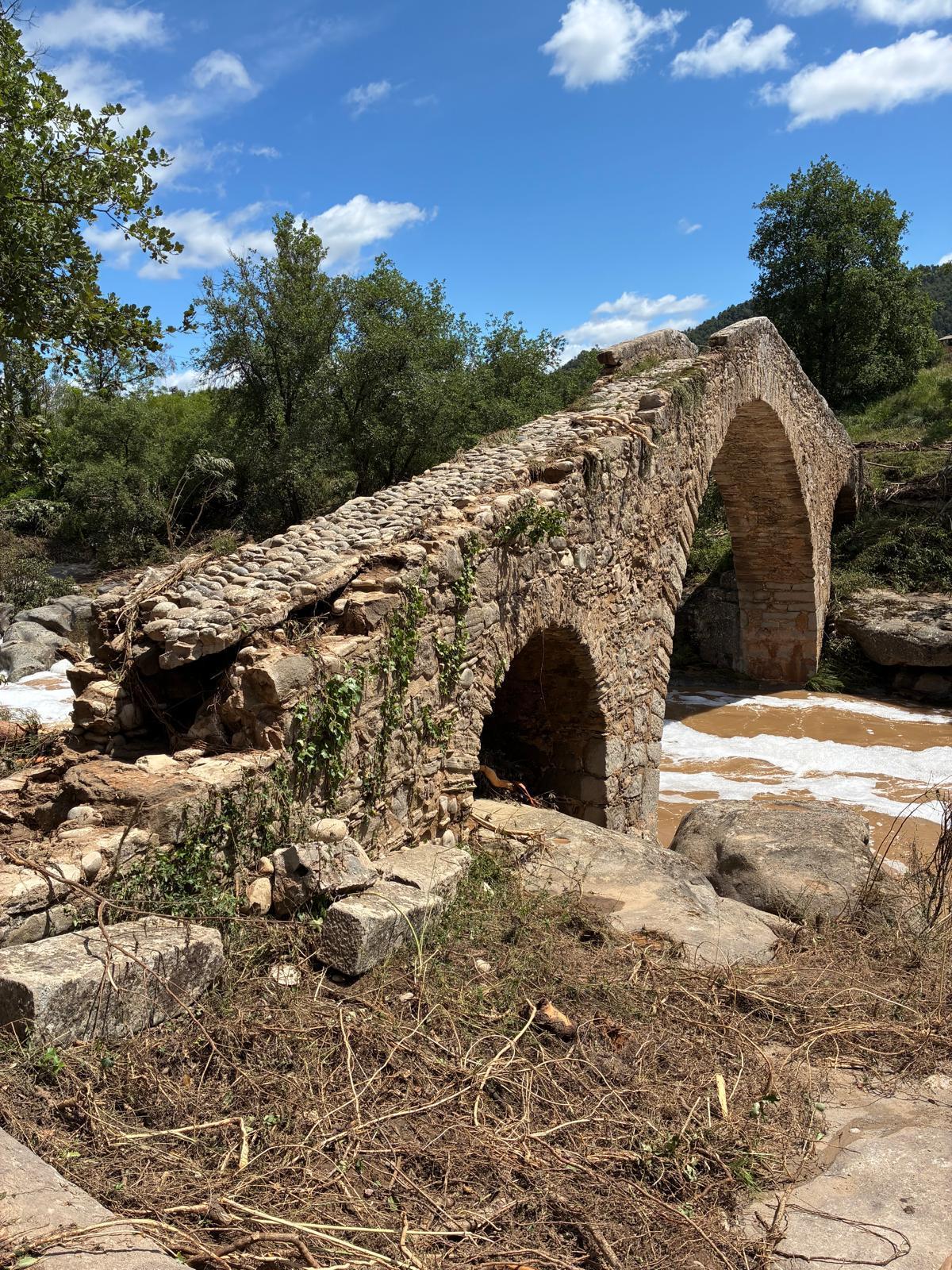 Efectes de la riuada a la riera de Merlès