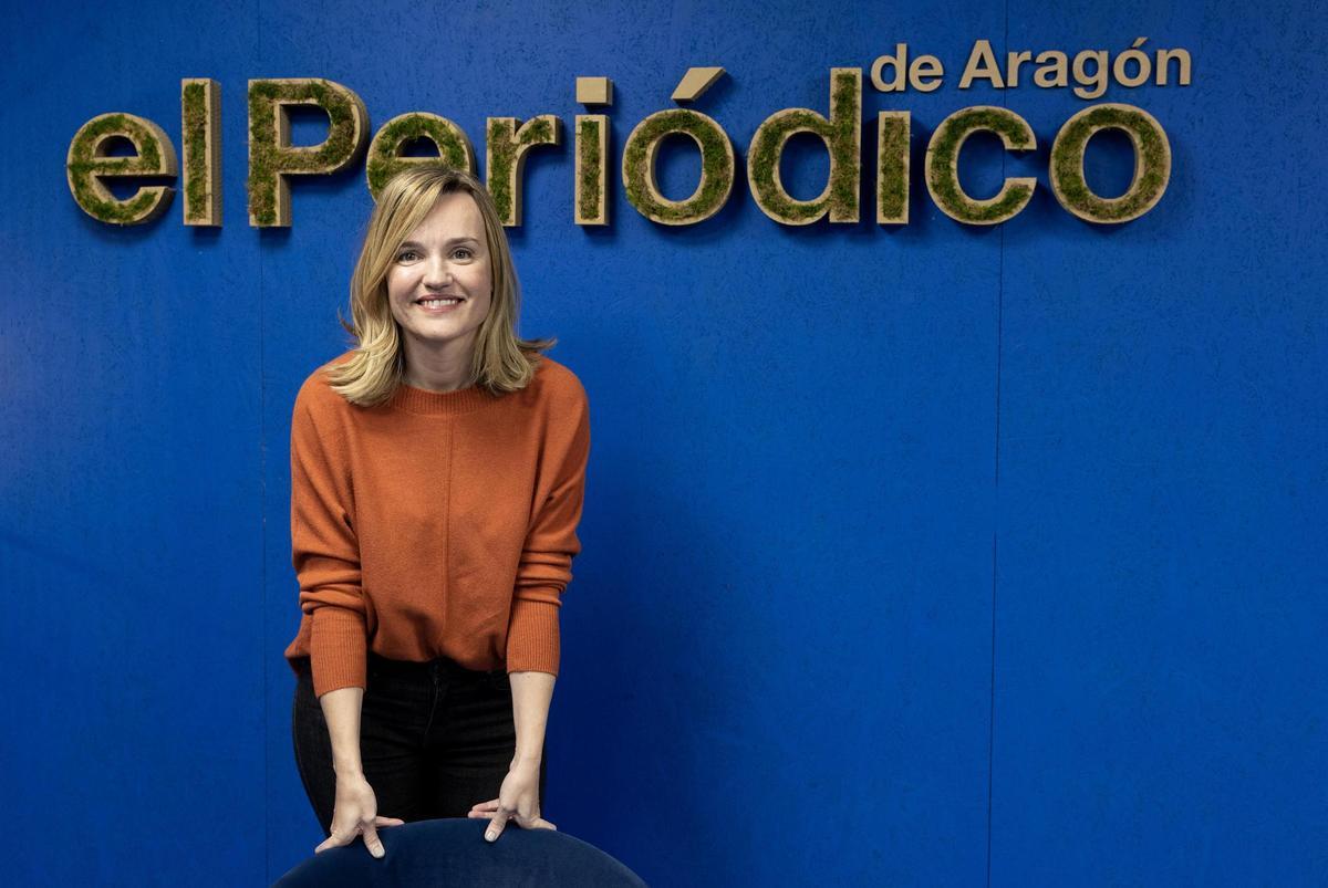 La candidata del PSOE a la Presidència d’Aragó, Pilar Alegría, a la seu d’EL PERIÓDICO DE ARAGÓN.