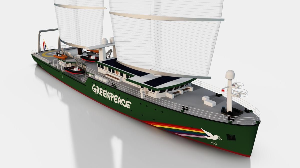 Recreación del buque de 75 metros que Freire construye para Greenpeace