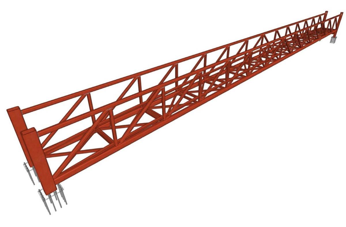 Estructura metálica del nuevo puente de la Cueva del Gato.