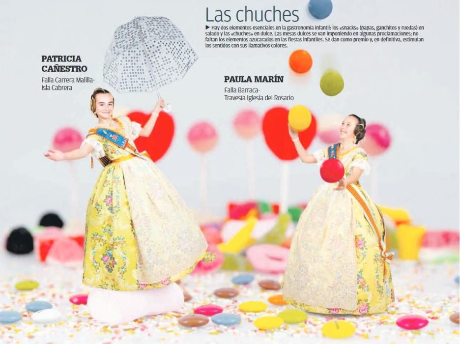 Y tanto Patricia Cañestro como Paula Marín asaltaron la "mesa de chuches", también más apetecible para los falleritos de hoy en día.