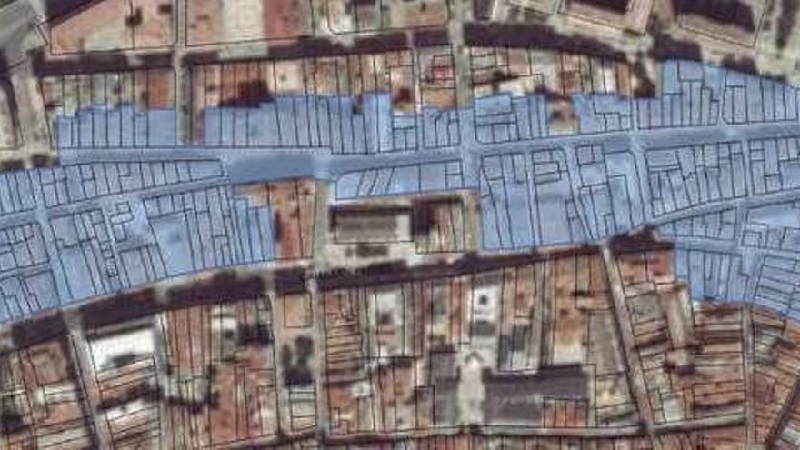 Ámbito de Pescadería, entre las plazas de Pontevedra, de España y San Agustín, en el que la Xunta quiere comprar edificios y solares abandonados.