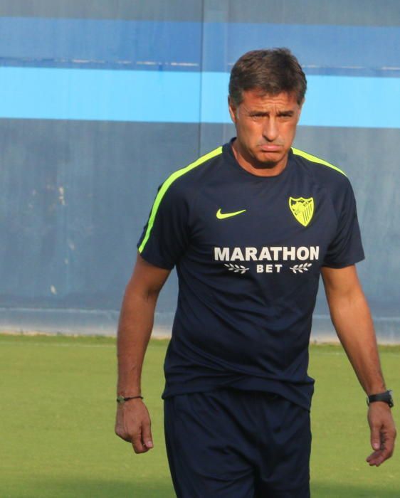 Entrenamiento del Málaga CF tras la derrota en Valencia