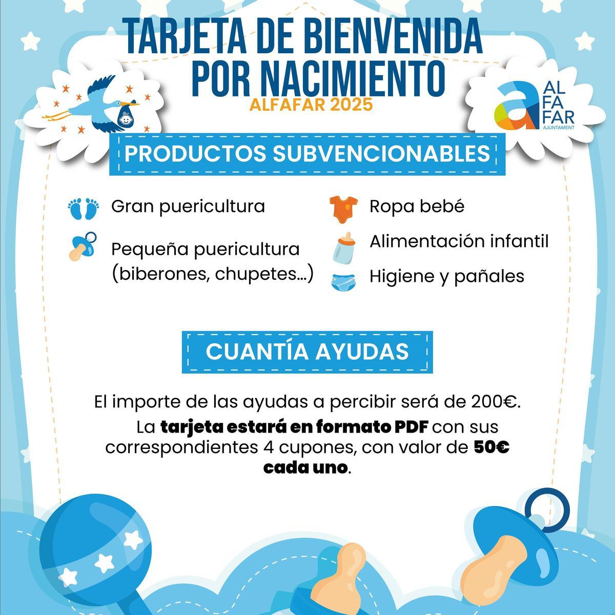Tarjeta binvenida por nacimiento de Alfafar.