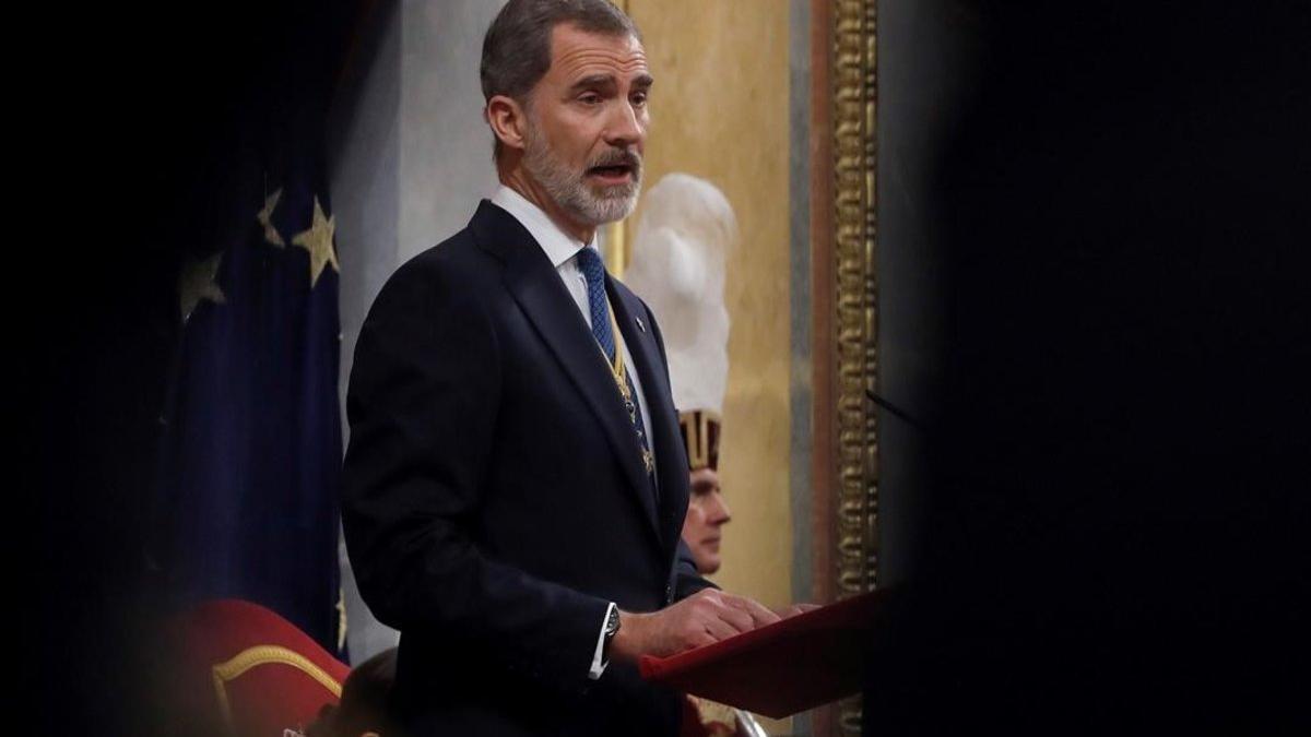 El rey Felipe VI en el discurso de apertura de la XIV legislatura en el Congreso