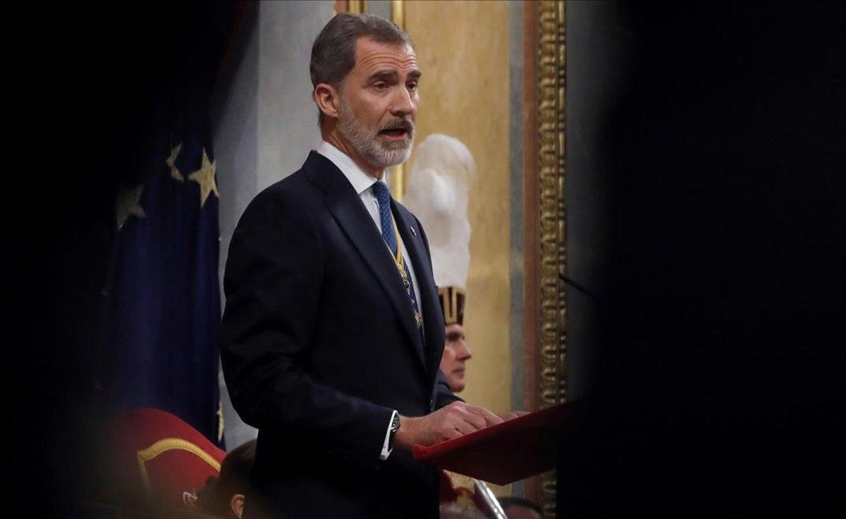 El rey Felipe VI, el pasado 3 de febrero, en el discurso de apertura de la XIV legislatura en el Congreso.