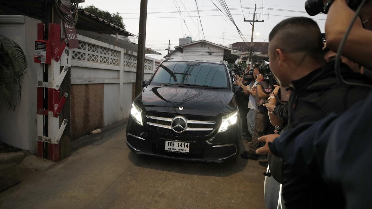 El ex primer ministro de Tailandia Thaksin Shinawatra, tras su puesta en libertad.