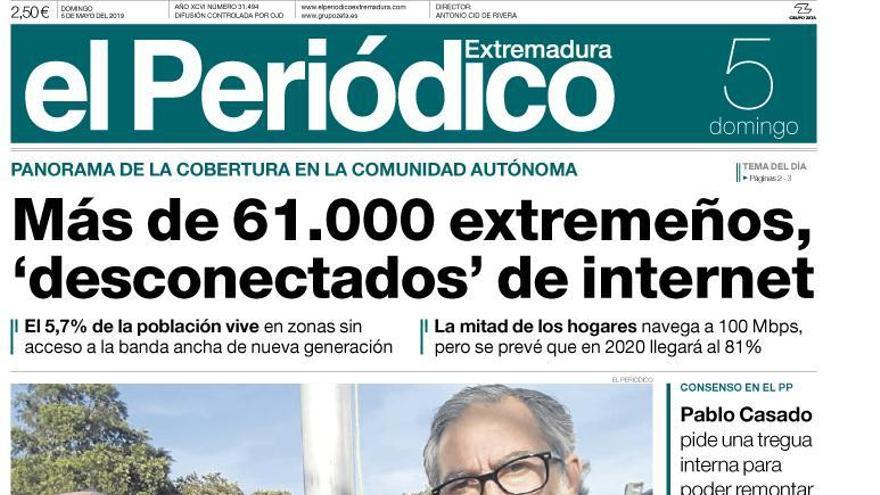 Esta es la portada de EL PERIÓDICO EXTREMADURA correspondiente al día 5 de mayo del 2019