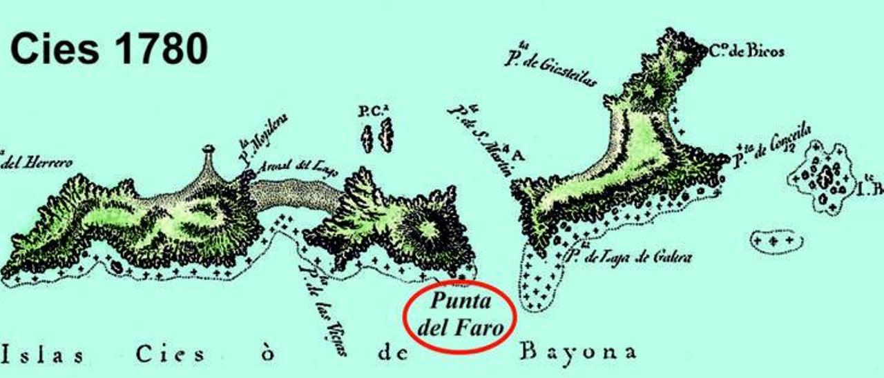 Faro de Cíes en 1780.