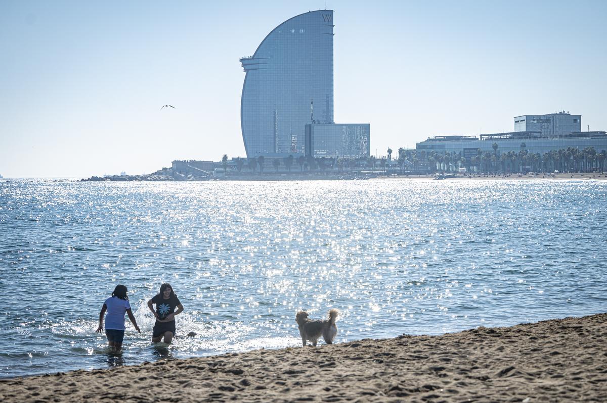 Los barceloneses acuden en masa a las playas de la ciudad para disfrutar del último día primaveral antes de la llegada del frío