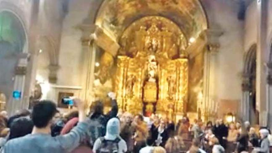 Un fotograma del vídeo de la protesta en Sant Miquel.