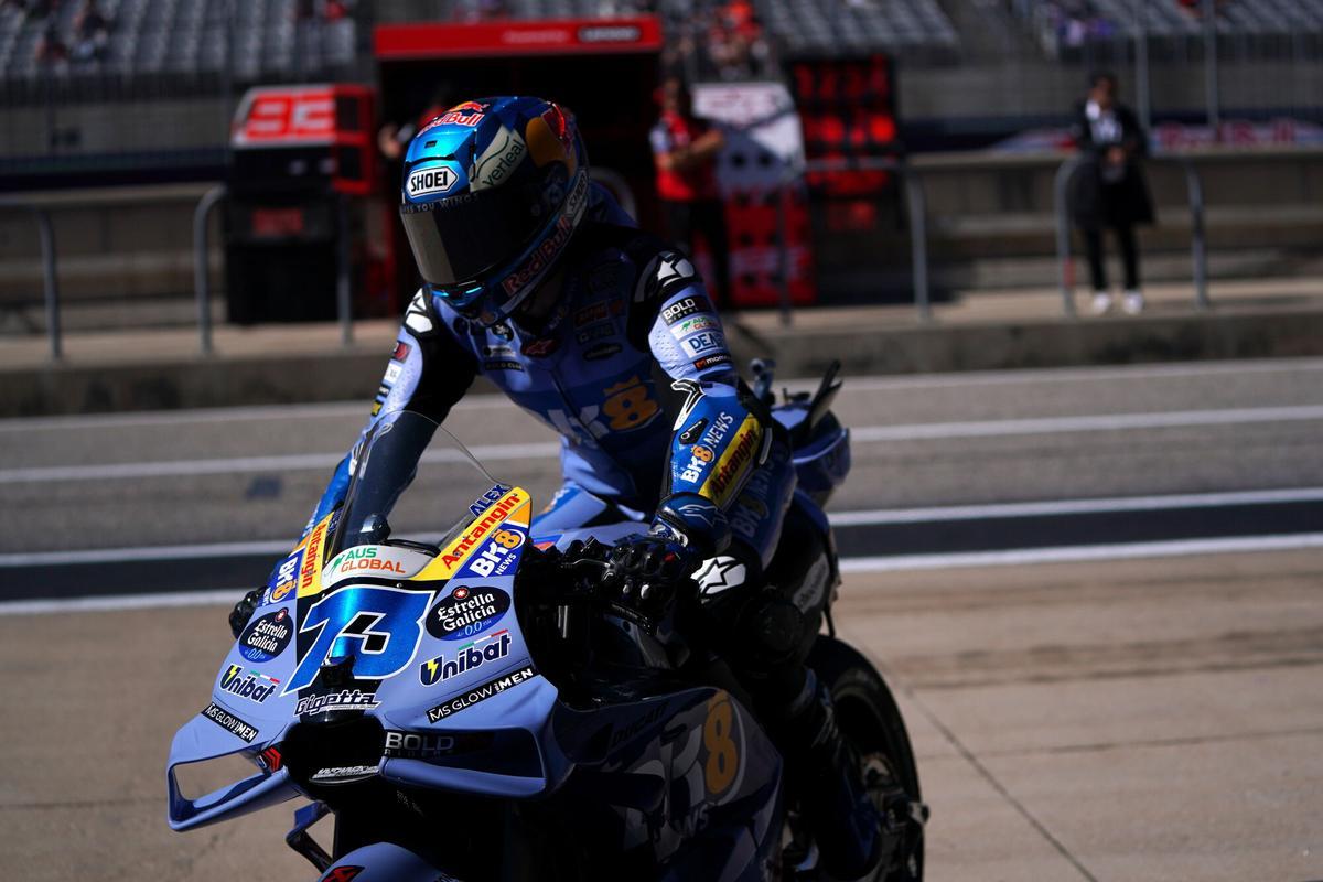 Austin (United States), 30/03/2026.- Gresini Racing MotoGP rider Alex Marquez of Spain in action during the warm-up session for the Motorcycling Grand Prix of the United States at the Circuit of the Americas racetrack in Austin, Texas, USA, 29 March 2026. (Motociclismo, España, Estados Unidos) EFE/EPA/DUSTIN SAFRANEK. gp de las americas 2026. circuito de las americas