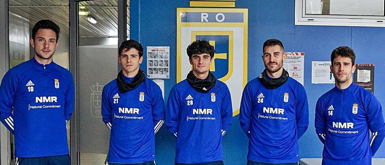 Borja, Riki, Javi Mier, Lucas y Jimmy, en El Requexón. | Real Oviedo