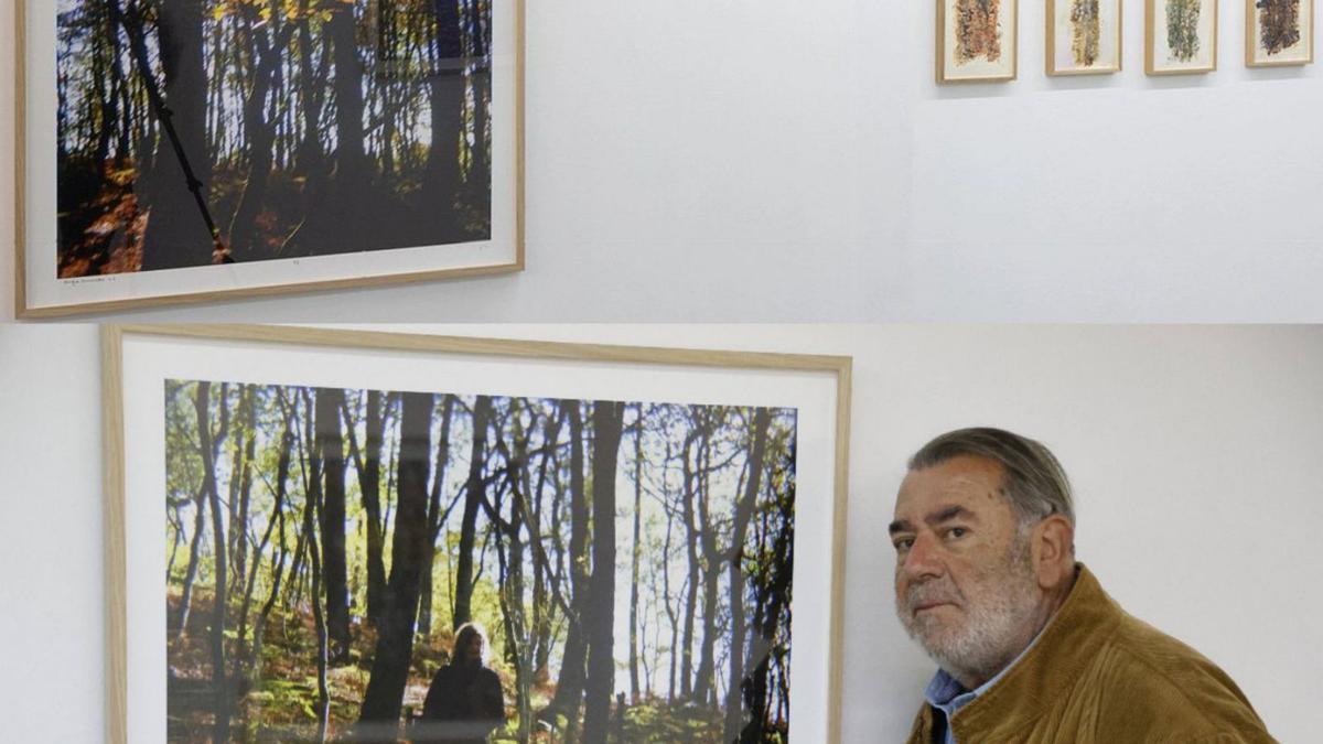 Vari Caramés en Trinta junto a una foto suya donde aparece Ángeles Sales / JESÚS PRIETO - (ARRIBA: cedida) 