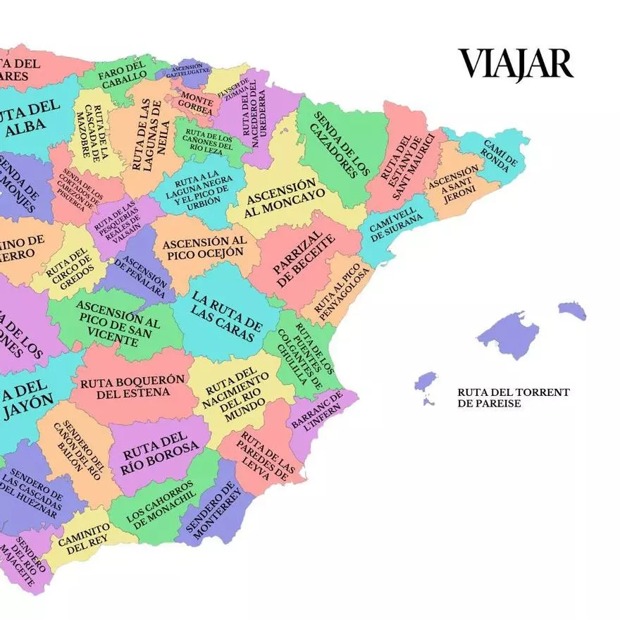El mapa con las mejores rutas de senderismo de España en 2026