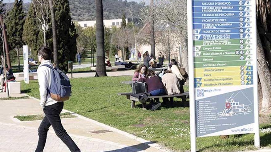 Alumnos en el campus de la Universitat.