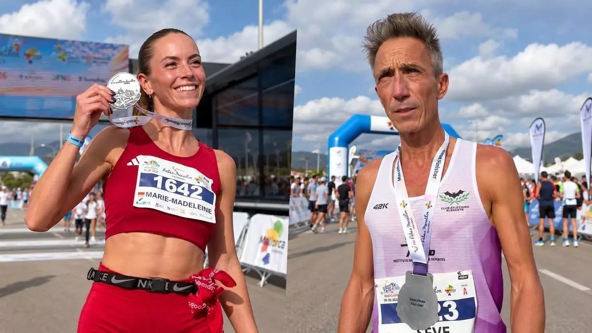 Seve Felipe und Marie-Madeleine Lütters, die Sieger des TUI Palma Marathon Mallorca.
