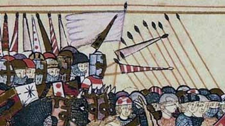 Ejército cristiano de una miniatura de las Cantigas.