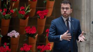 El president de la Generalitat, Pere Aragonès, este martes de Sant Jordi.