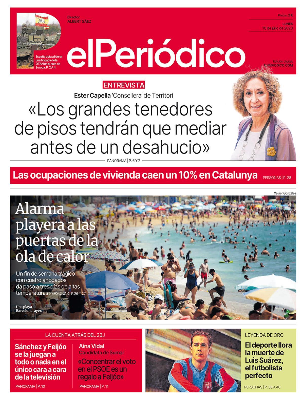 La portada d’EL PERIÓDICO del 10 de juliol del 2023