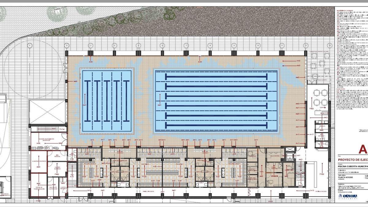 El plano de la piscina cubierta y climatizada que se construirá en Xàbia