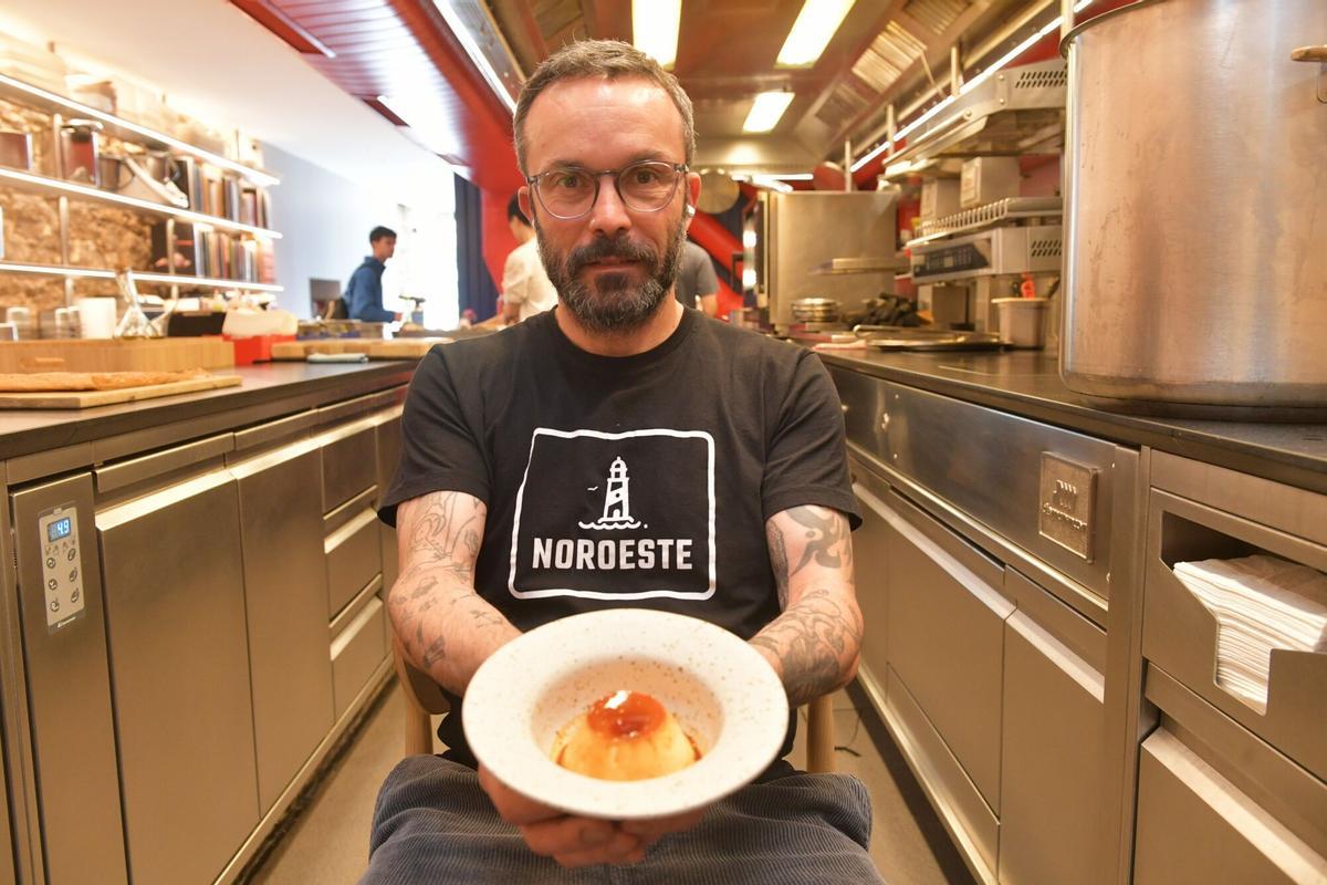 Iván Domínguez restaurante Nado con su flan comercializado en tiendas gourmet