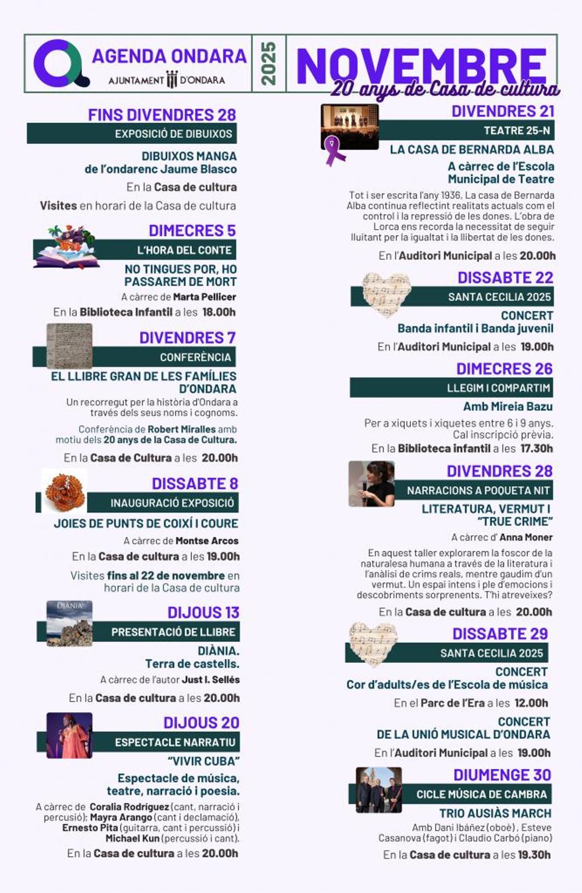 Programación cultural de noviembre