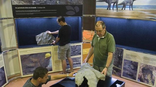 Aspecto de la exposición "La Costa de los Dinosaurios", en 2006, en el MUJA.