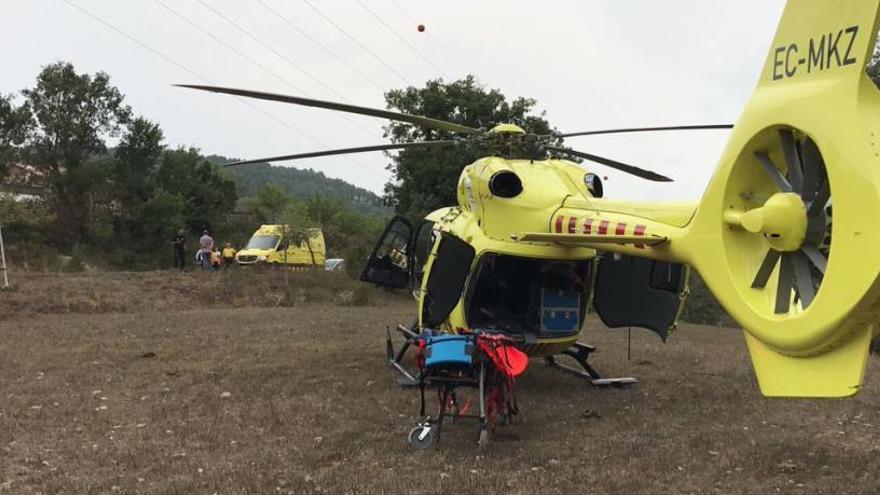 L&#039;helicòpter que ha rescatat el ferit, aquest dissabte al matí