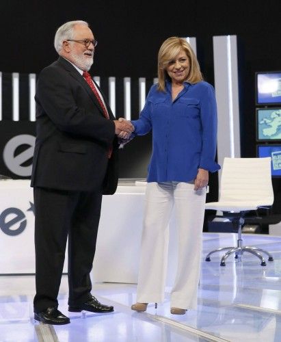 Imágenes del debate entre Cañete y Valenciano.